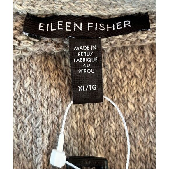 Eileen Fisher Alpaca & Organic Cotton V Neck Sweater in Moon NWT Size X-Large - Picture 8 of 9